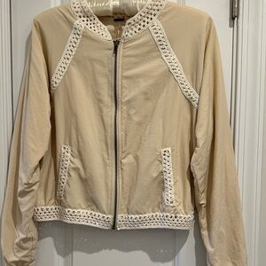 NWOT Free People Cream Crochet Bomber Jacket